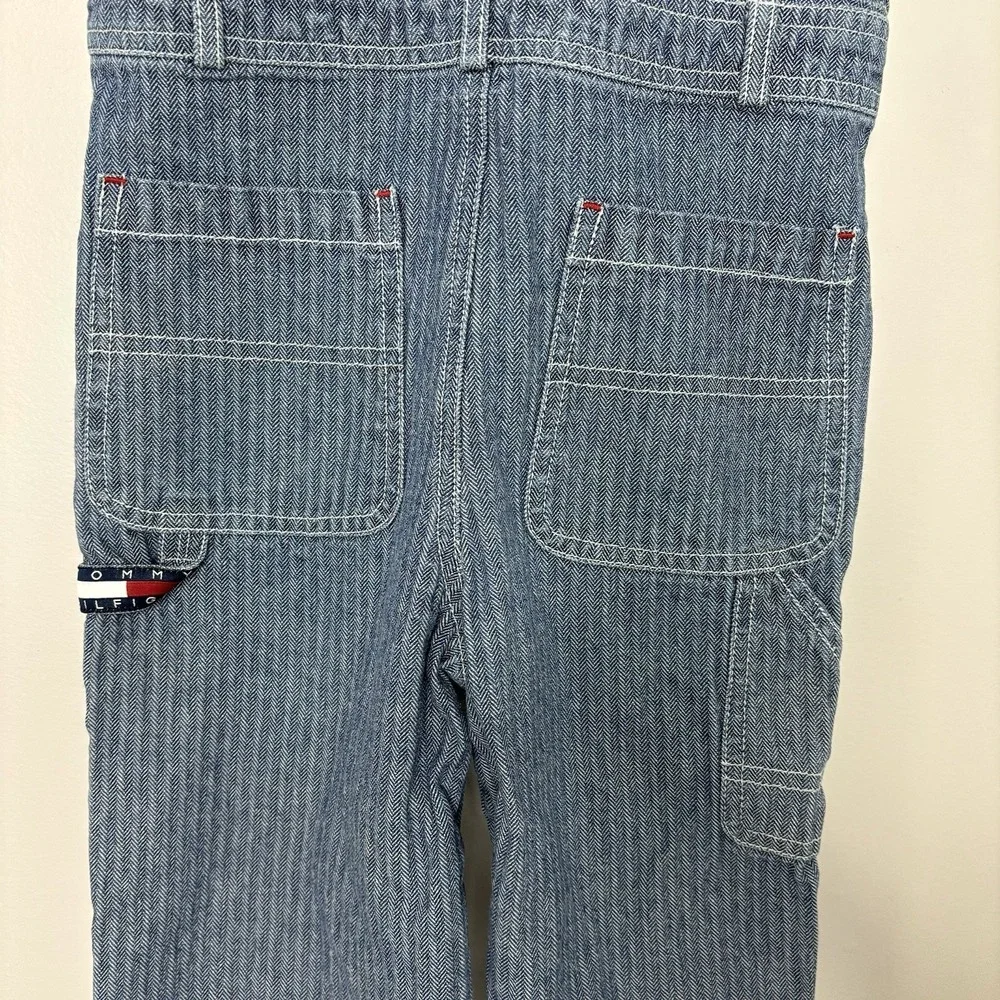 Tommy Hilfiger Bib Denim Overalls 3T Conductor‎ Train Carpenter Vintage Stripe